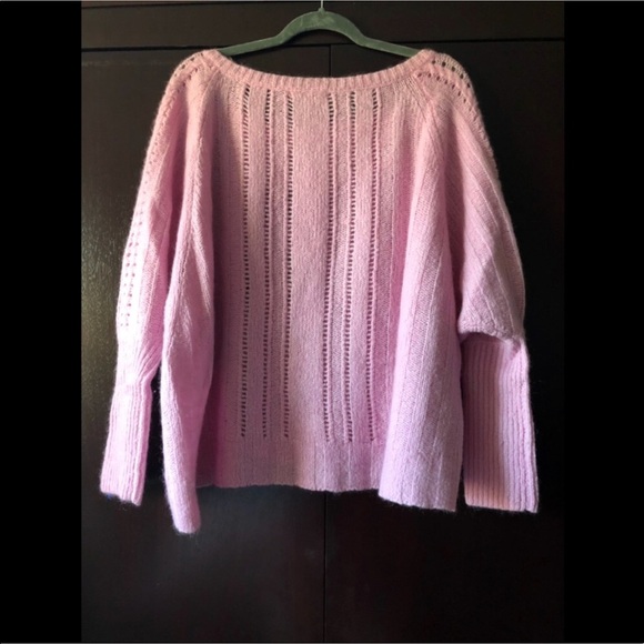 Juicy oversized mohair wool crewneck open knit sweater in bubblegum pink L - Picture 6 of 8